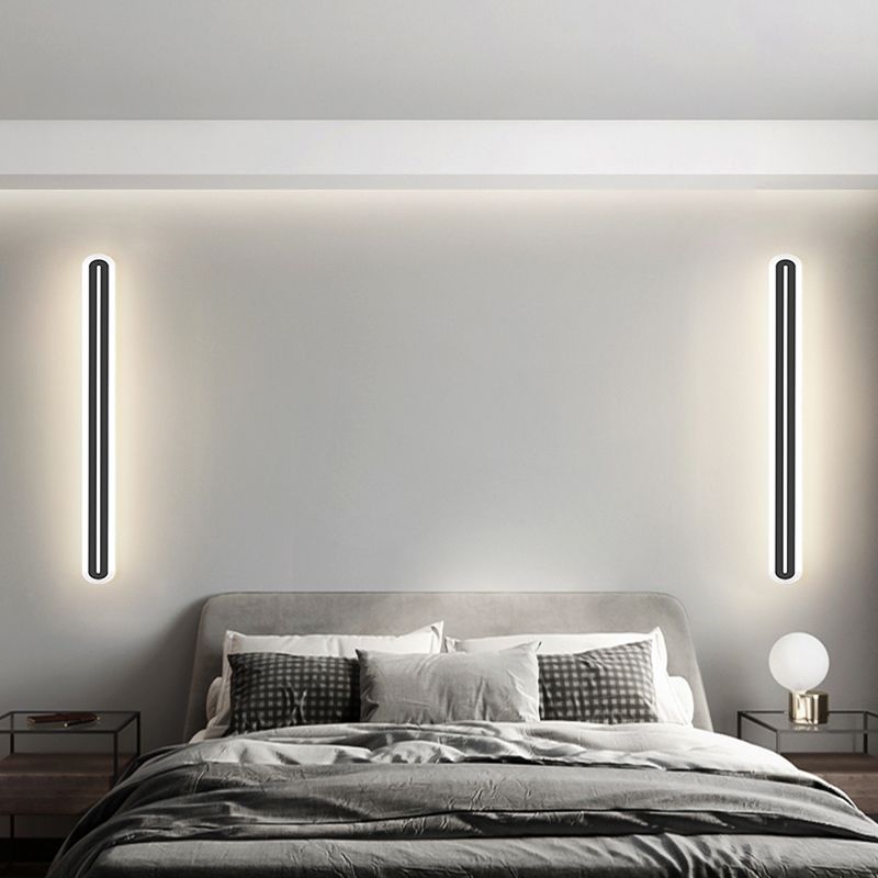 Metall lineare Form Wandlicht moderner Stil 1-Licht-Wandmontageleuchte in Schwarz