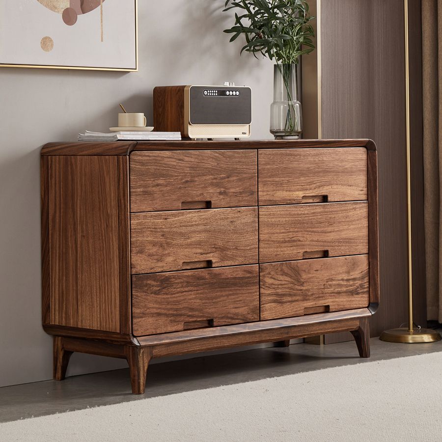 Mid-Century Modern Chest with Drawers and Straight Legs in Solid Wood