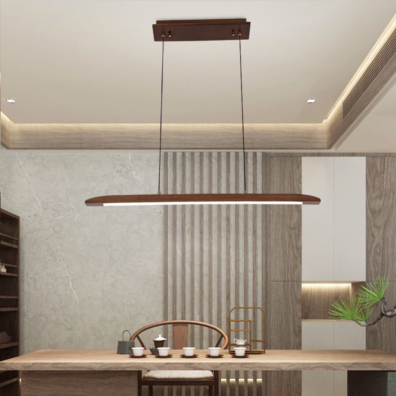 Linear Large Kitchen Pendant Lights Wood Modern Chandelier Lighting Fixtures for Restaurant