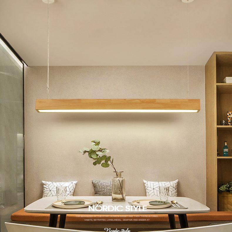 Pendance île rectangulaire beige éclairage moderne les lampes îles à LED minimaliste modernes