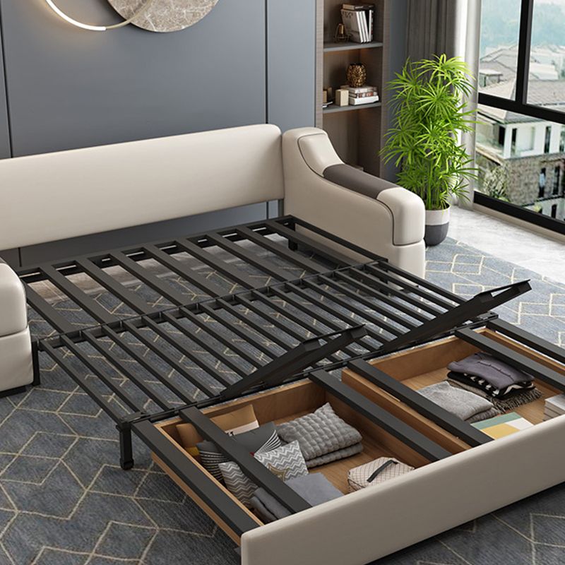 Bonded Leather Sofa Futon Contemporary Futon Sleeper Sofa with Storage