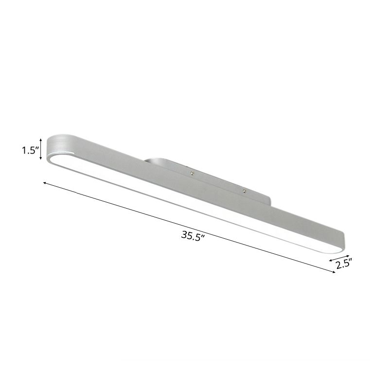 Strakke ovale metalen inbouwverlichting moderne led zwart/zilver inbouwarmatuur voor kantoor, 23,5"/35,5"/47" breed