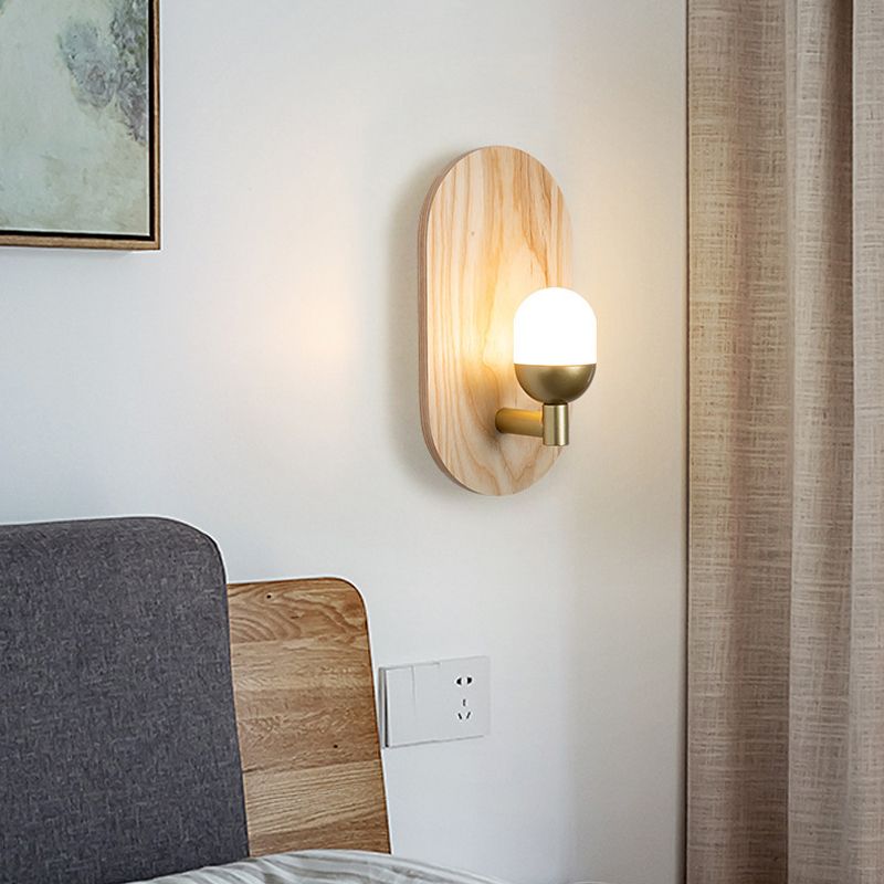 Modernism Metal Wall Light Flush Mount Wood Lighting for Foyer