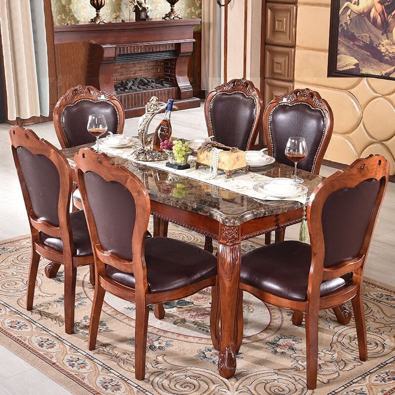Solid Wood Victorian Rectangular Table Indoor Table with 4 Legs