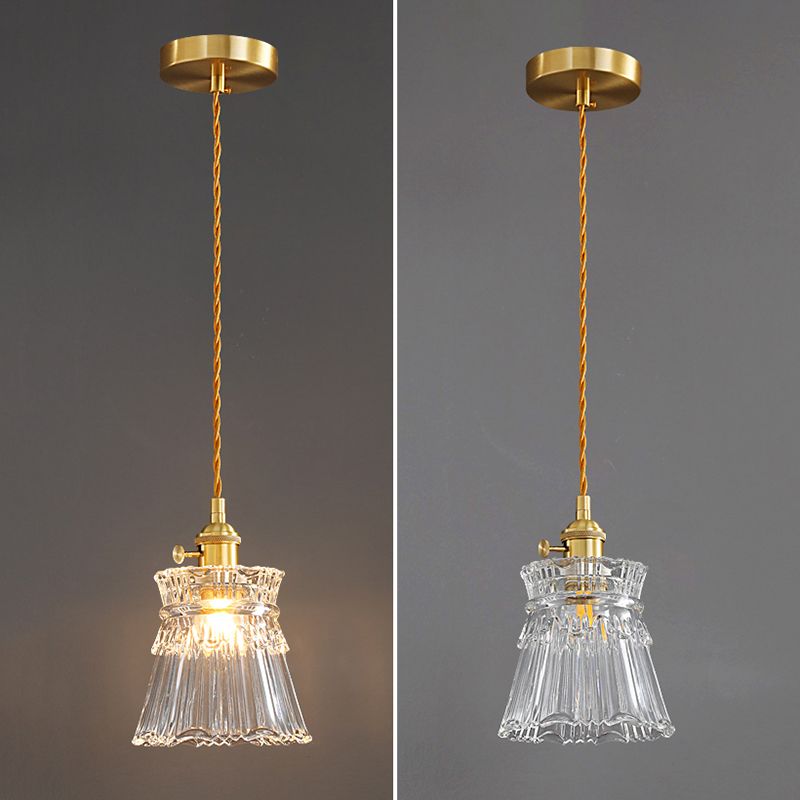 Glass Industrial Pendant Light 1-Light Hanging Ceiling Light for Bedroom