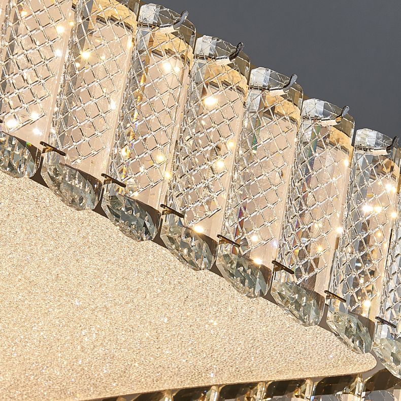 Gold Crystal Flush Mount Postmodern Circle Ceiling Light Fixture for Bedroom