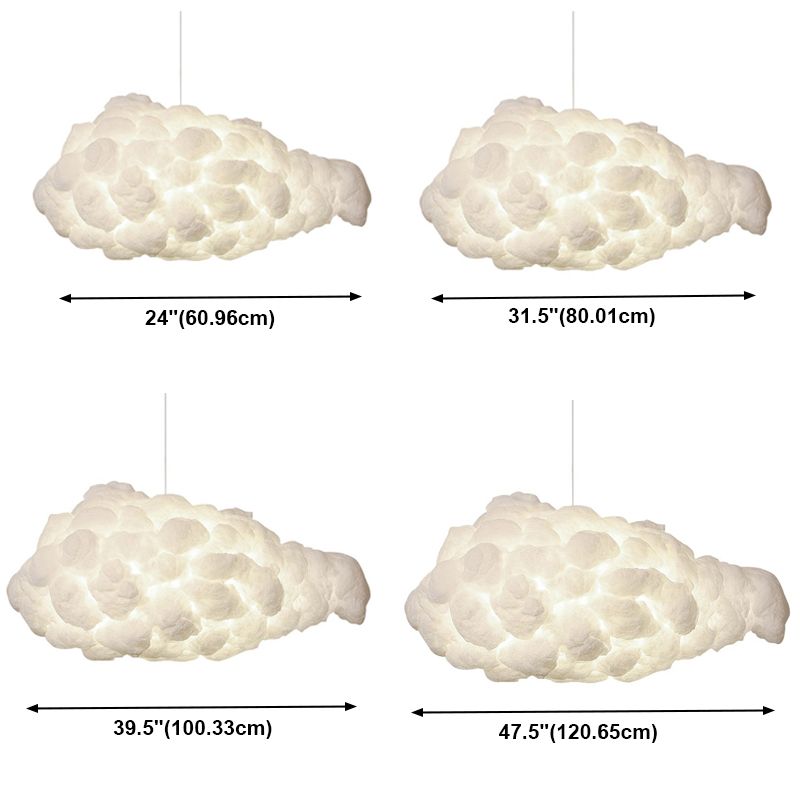 White 1-Light Modern Hanging Lamp Kit Cloud Silk Pendant for Dining Room