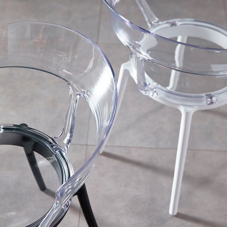 Contemporary Plastic Restaurant Side Chair Clear Open Back Dining Chair