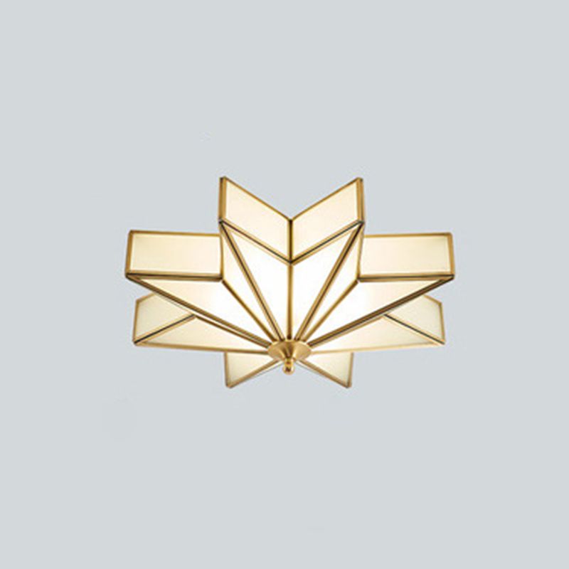 Mount Gold Geometric Flush Mount in Colonical Creative Style Copper Ceiling Fixture with Glass Shade