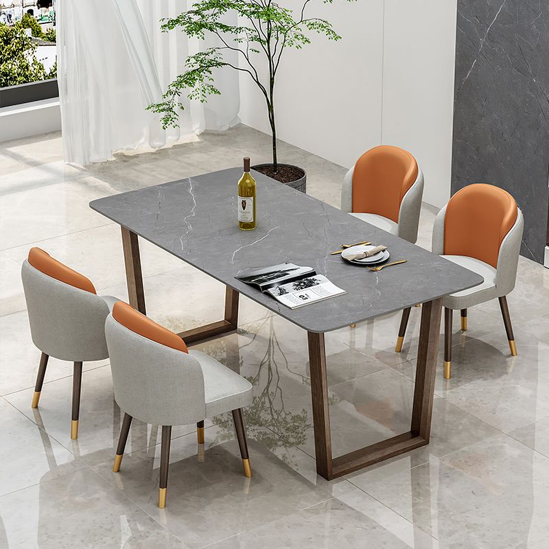 Modern 1/4/5/7 Pieces Dining Furniture Stone Rectangle Dining Chairs Set in Gray