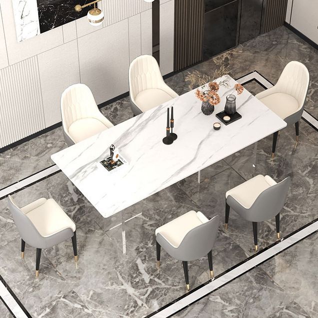 Stone Top Dining Table Traditional Luxury Table with Double Pedestal Base