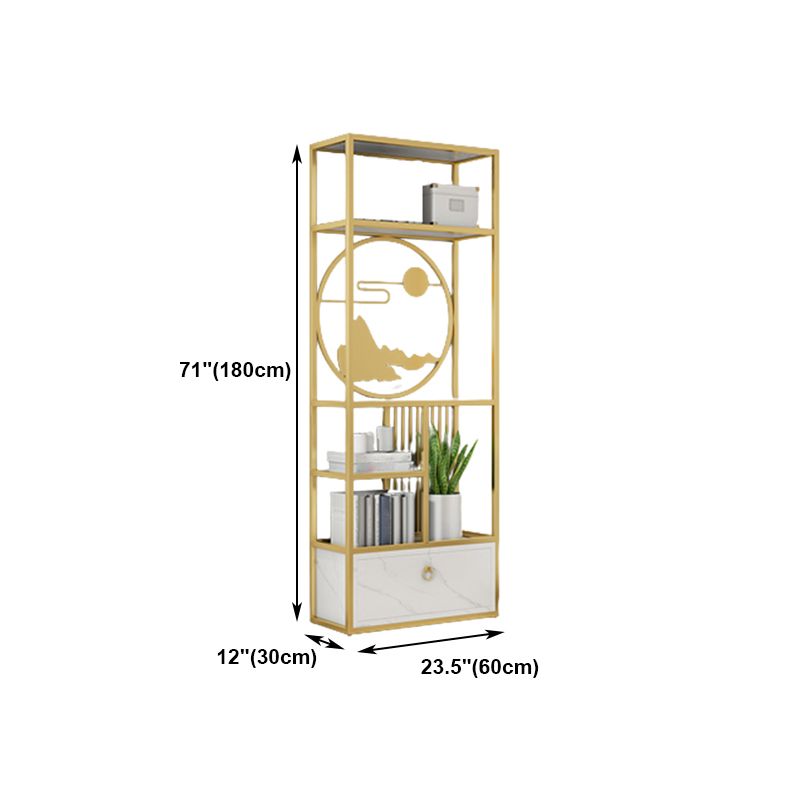 Modern Living Room Etagere Bookshelf Iron Frame Manufactured Wood Shelf Bookcase