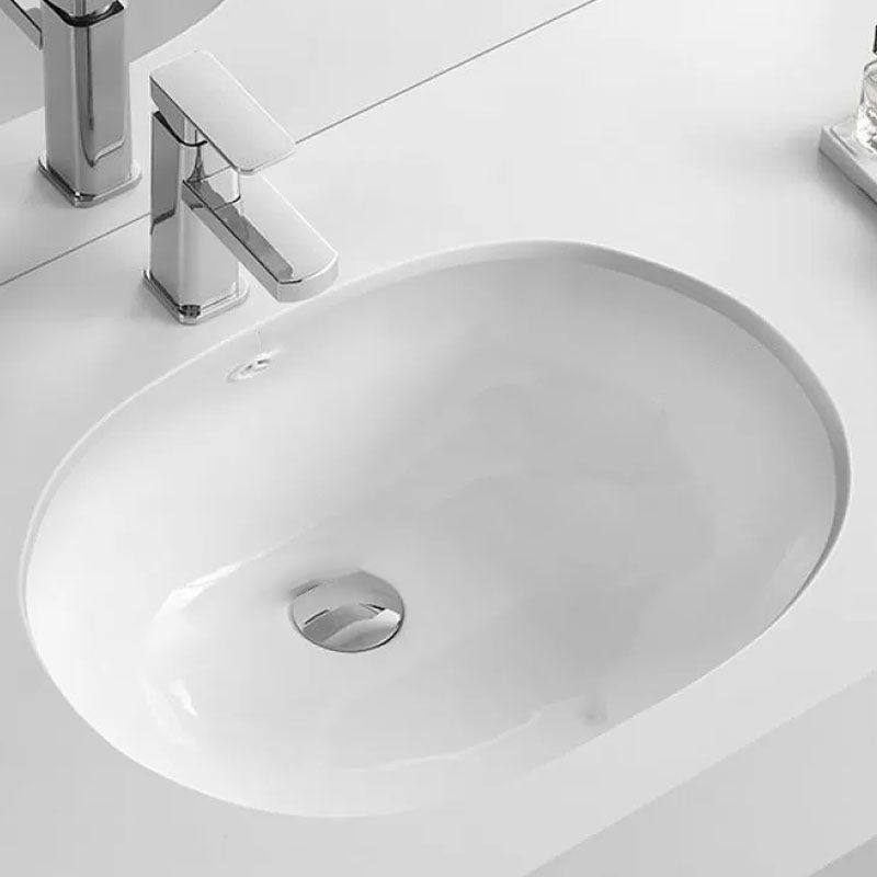 Bathroom Sink Ceramic White Round Anti-spill Sink with Faucet