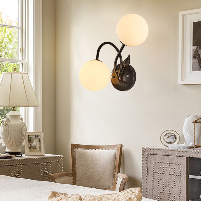 Industrial Style Ball Wall Sconce Glass 2 Light Sconces for Dining Room