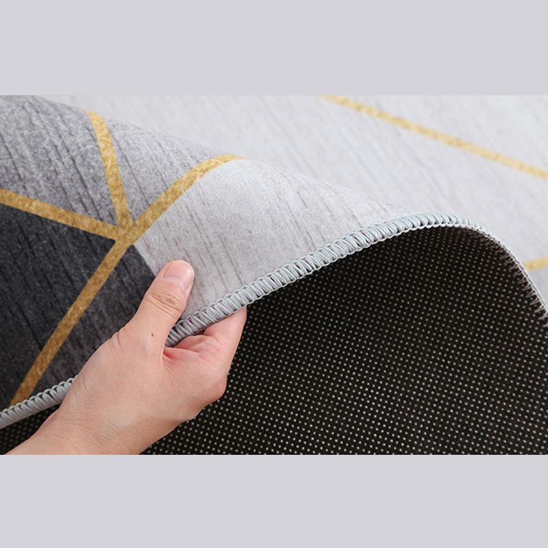 Modern Area Rug Classic Geometry Pattern Carpet Polyester Living Room Rug with Non-Slip Backing