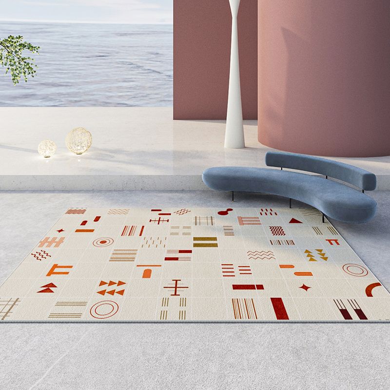 Contemporary Geometry Printed Rug Polyester Indoor Carpet Non-Slip Backing Carpet for Living Room