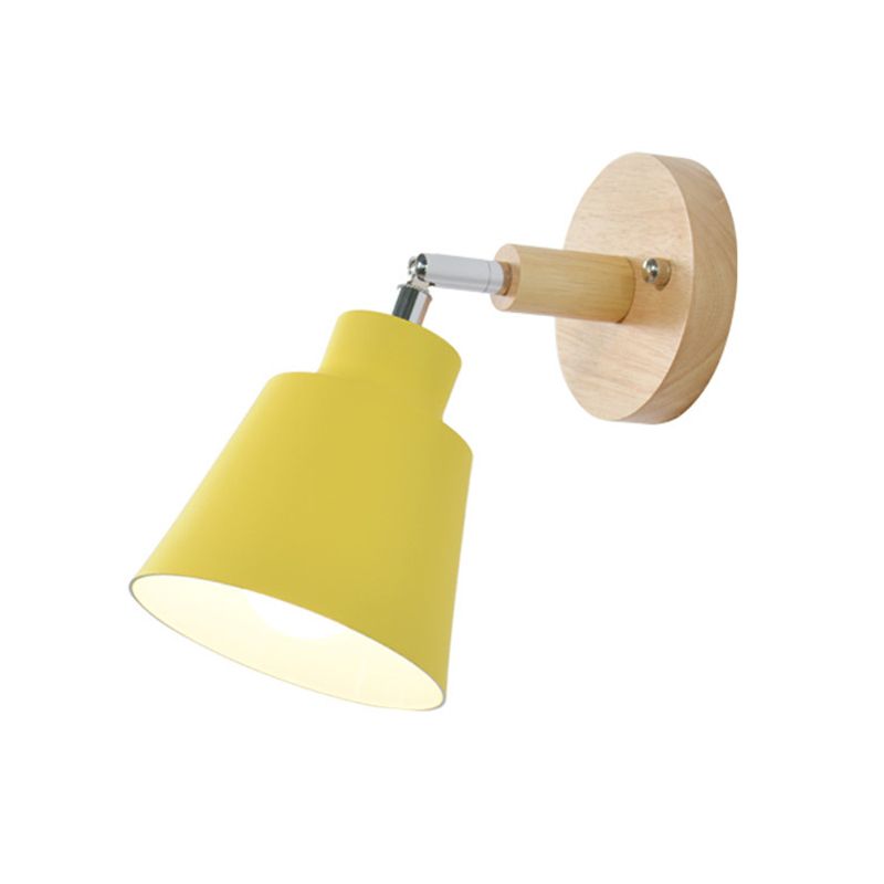 Macaron Style Wall Sconce 1-Light Wall Mount Lamp with Wood for Bedroom