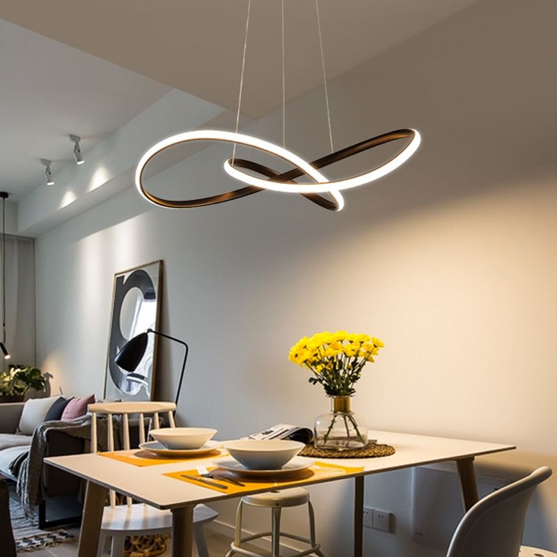 Modern Minimalist Linear Chandelier Light Metal Spiral LED Ceiling Chandelier for Living Room