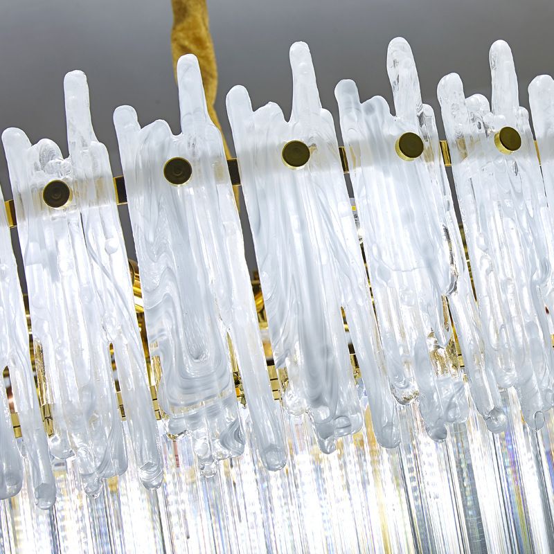 3 niveles Clear Crystal Rod Candelier Modernismo 12 Luces Luz de suspensión de oro