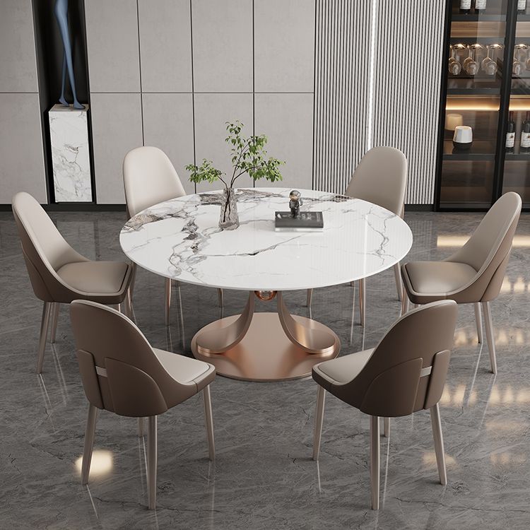 Rose Base Pedestal Dining Table Traditional Luxury Round Stone Dining Table