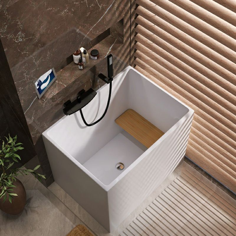 Soaking Acrylic Bathtub Antique Finish Rectangular Flat Bottom Bath Tub
