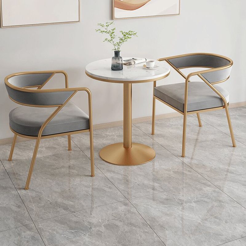 Glam Style Arm Dining Chairs Gold Iron Frame Open Back Dining Side Chair