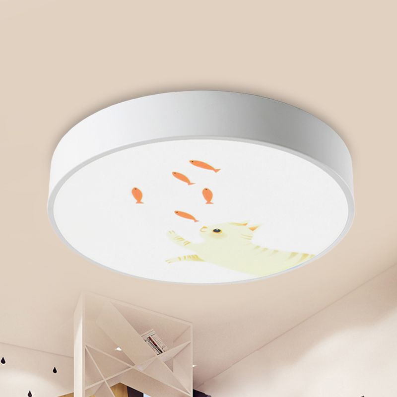 Cercle Baby Room Flushmount Light with Giraffe Acrylique Animal LED Ceiling Light in White