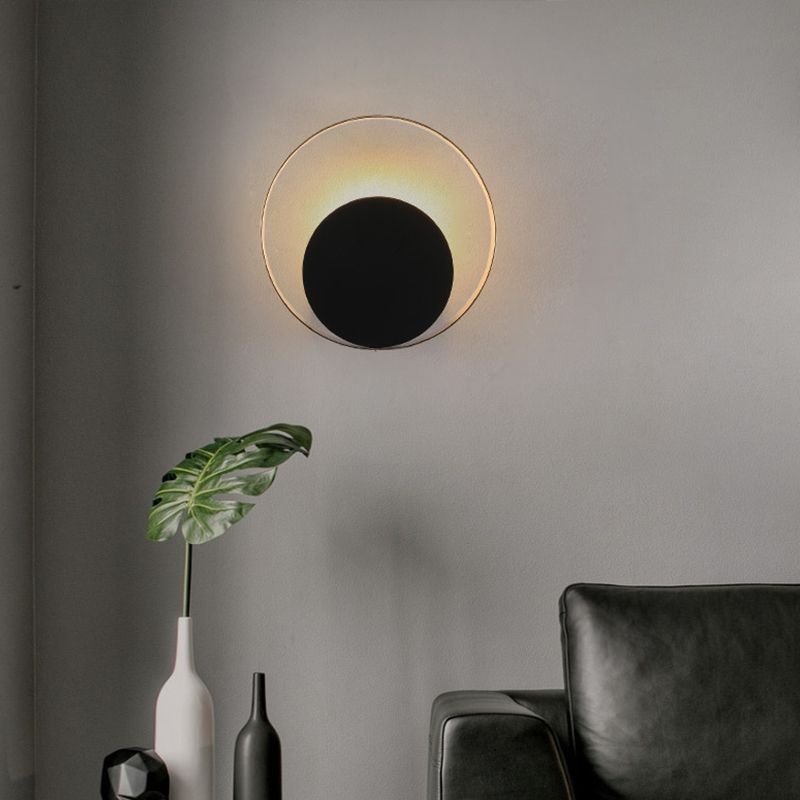 Black Ring Shaped Wall Mount Light Post-Modern Metallic LED Wall Mounted Lamp for Living Room