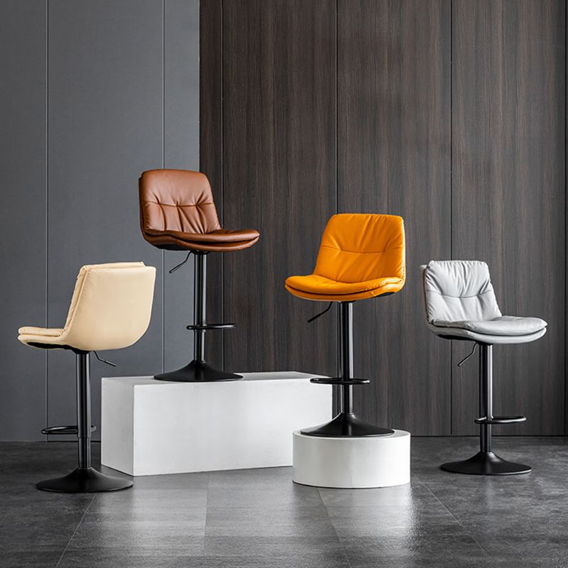 Taburete de barra giratorio ajustable de metal nórdico taburete alto con asiento de cuero