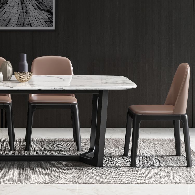 5/7 Pieces Modern White Marble Top Wooden Frame Dining Set for Home