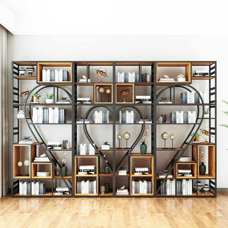 79"H Bookcase Open Back Industrial Style Bookshelf for Study Room Home Office