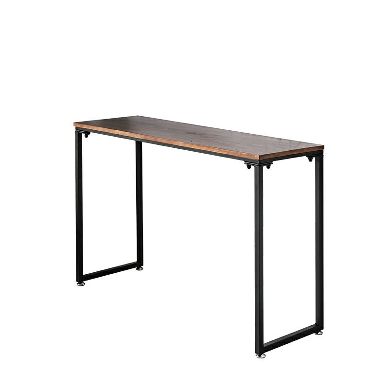 Dark Brown Solid Wood Top Console Table with Metal Sled Legs