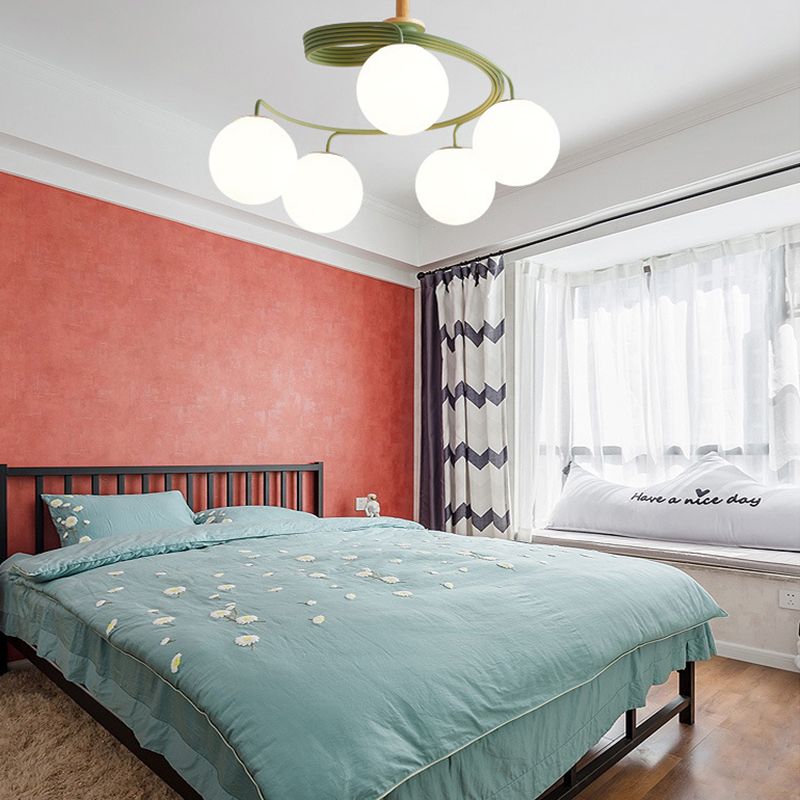 Contemporary Sphere Flush Light Glass Macaron Flush Mount Ceiling Fixture