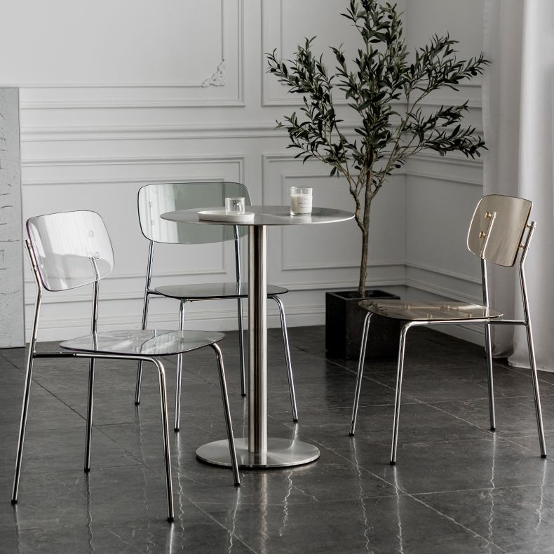 Glam Style Plastic Dining Armless Chairs Stacking Open Back Dining Chair