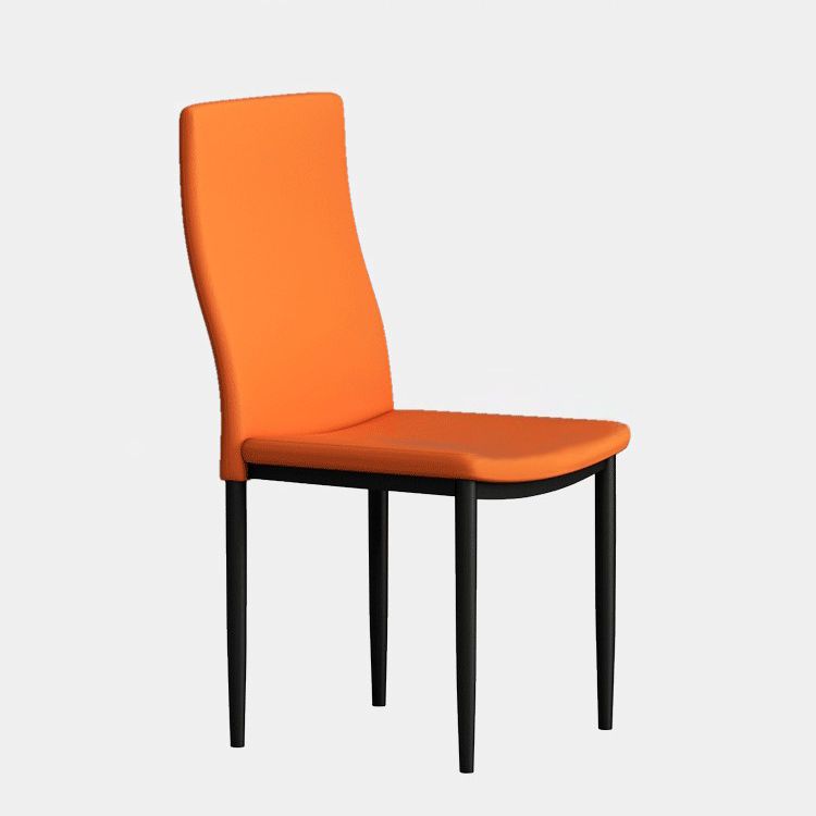 Scandinavian Home Side Chair Solid Back Upholstered Metal Dining Room Chair