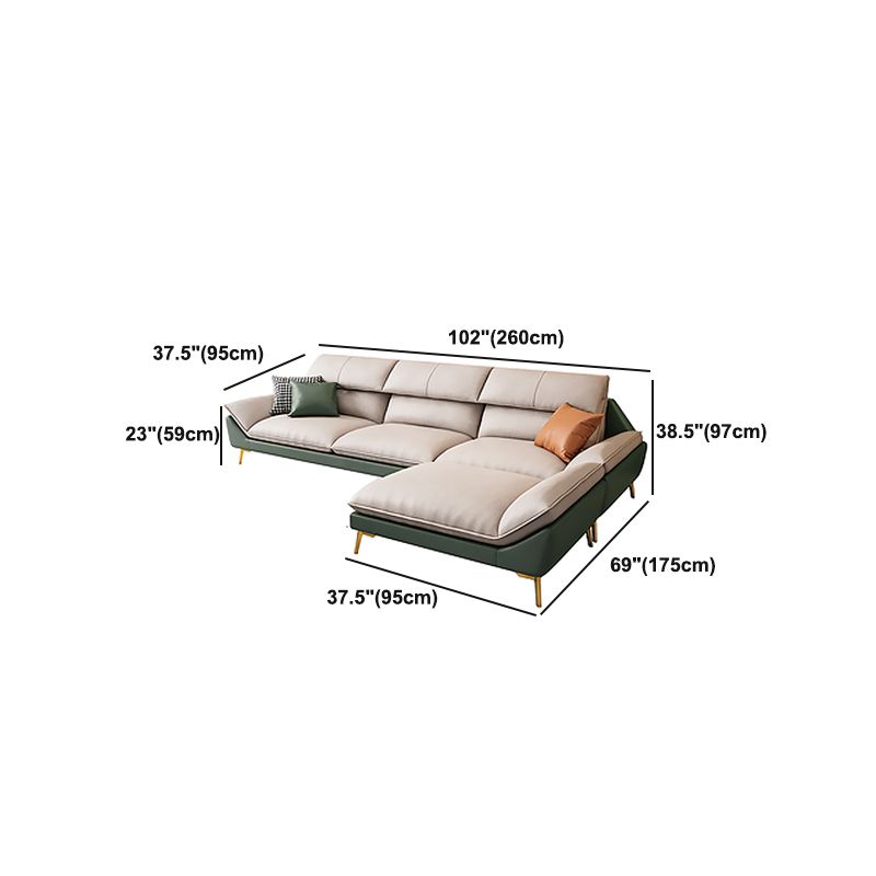 38.18" Tall Faux leather Contemporary Sectional Stain-Resistant Sectional