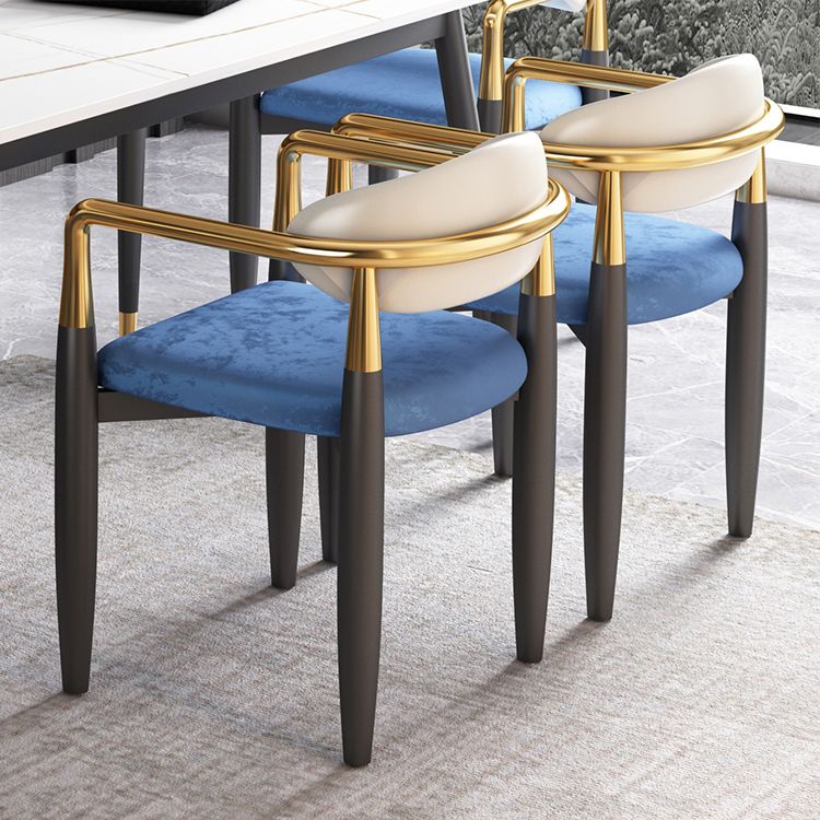 Contemporary Metal Dining Room ArmChairs Open Back Dining Side Chair for Home Use