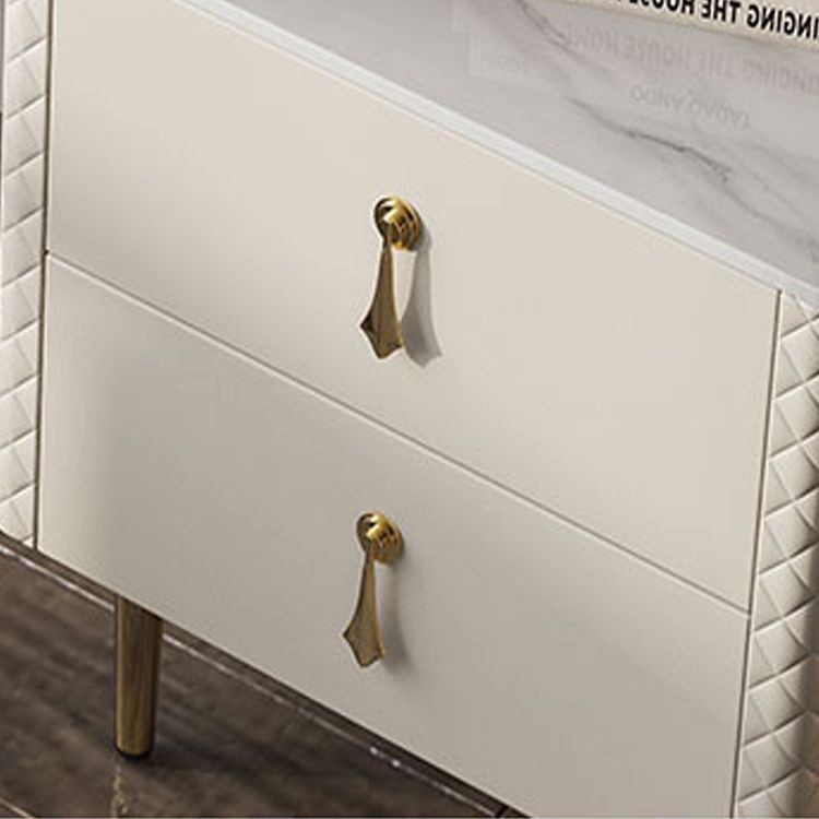 Slate Top Makeup Vanity Set with Drawer, Glam Wooden Dressing Table