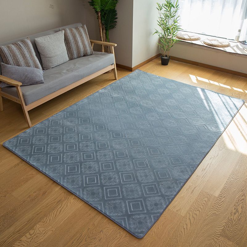 Dark Brown Diamond Rug Polyester Modern Rug Washable Rug for Drawing Room