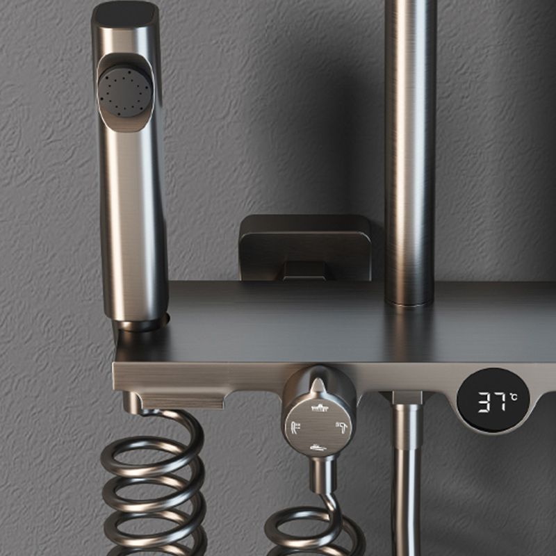 Contemporary Gray Wall Mounted Shower System with Slide Bar Included