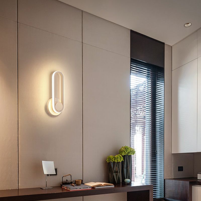 1-Light Ellipse Wall Mount Light Modern Style Metal Wall Mount Lighting