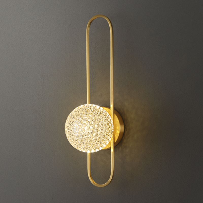 Globe Crystal Shade Wall Light 1 - Light Solid Brass Wall Sconce in Gold and Clear