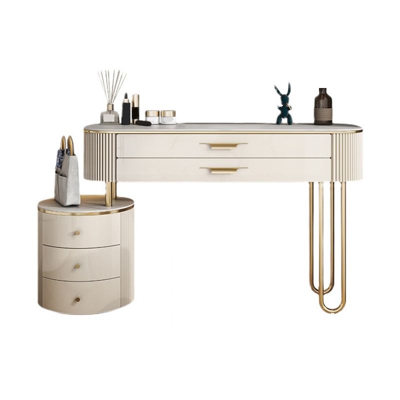 Slate Top Glam Makeup Counter Solid Wood Dressing Table with Drawers