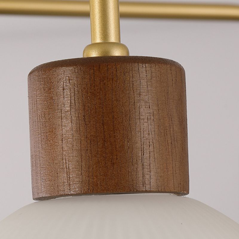 1-Light Wall Lamp Modern Wooden Wall Mount Lamp with Glass Shade for Living Room
