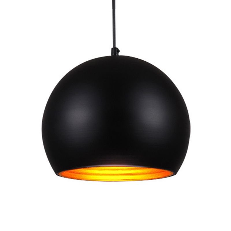 Globe Down Lighting Modernist Metal 1 Head Black/ White Ceiling Suspension Lamp, 10"/14" Wide