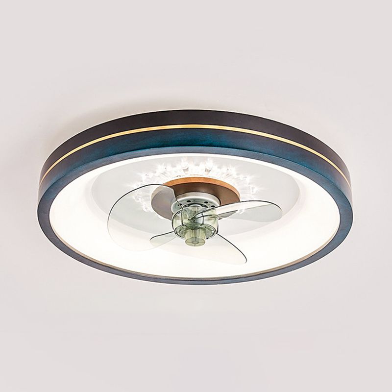 Wooden Ceiling Fan Light LED Ceiling Mount Lamp with Acrylic Shade for Bedroom