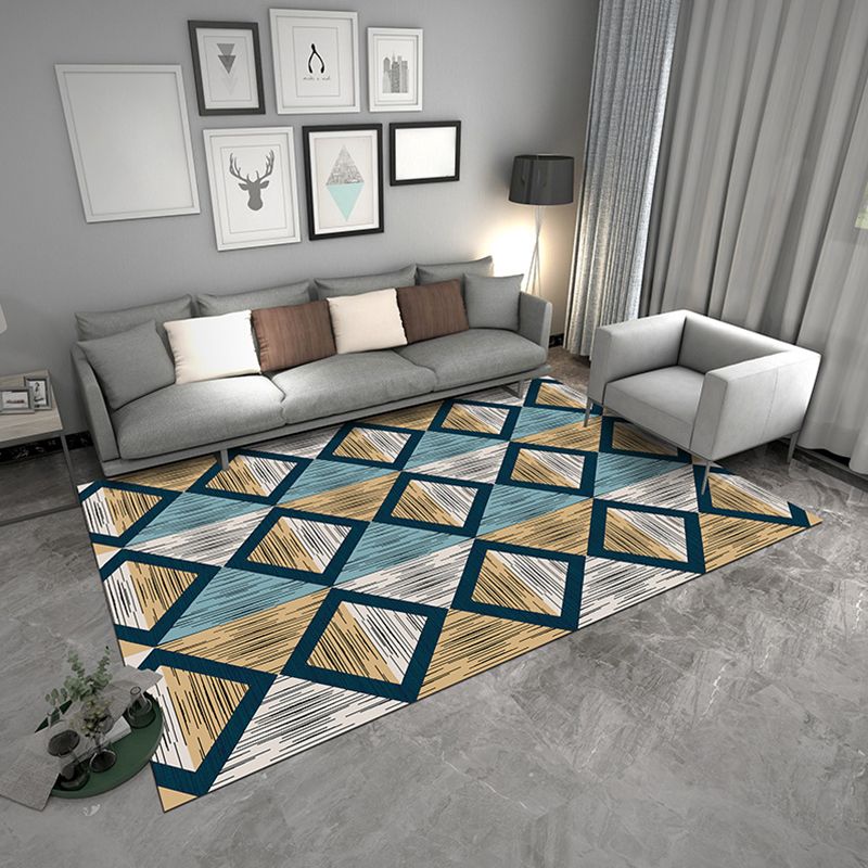 Contemporary Geometric Rug Multicolor Polyster Area Carpet Pet Friendly Non-Slip Indoor Rug for Parlor