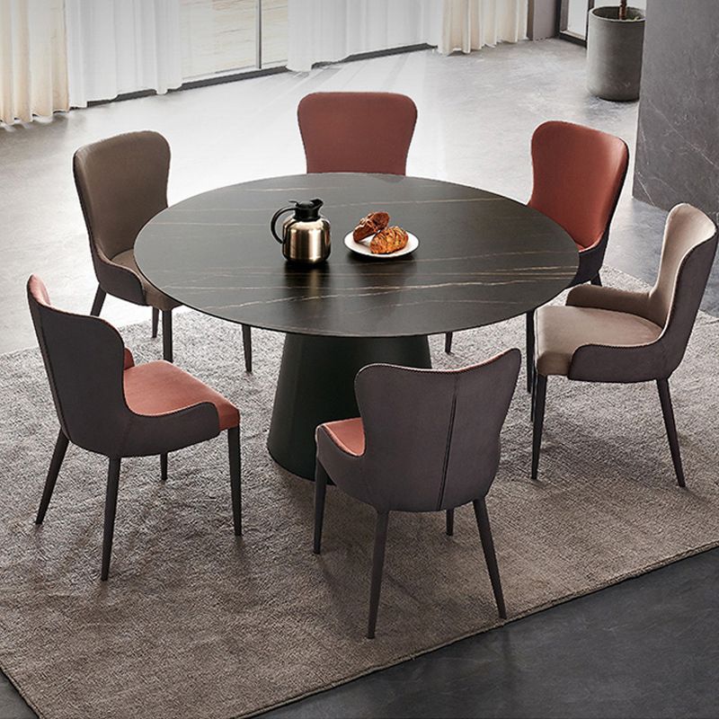 Contemporary Dining Round Table Sintered Stone Table with Metal Legs for Home Use