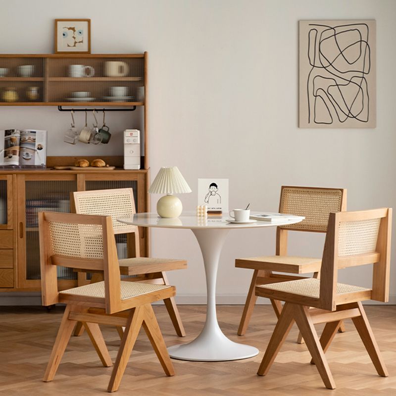 Natural Scandinavian Dining Chairs Rubber Wood Low Back Dining Side Chair