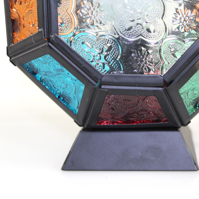 Dormitorio de niños Descripción de la tortuga de la tortuga Vidrete manchado 1 luz de mesa marroquí de luz en acabado negro